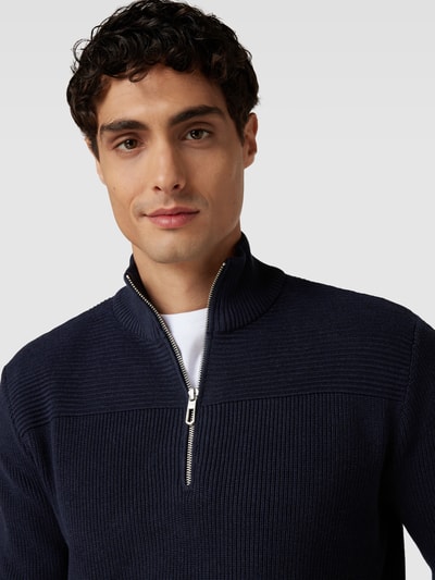 Tom Tailor Gebreide pullover met korte ritssluiting Marineblauw gemêleerd - 3