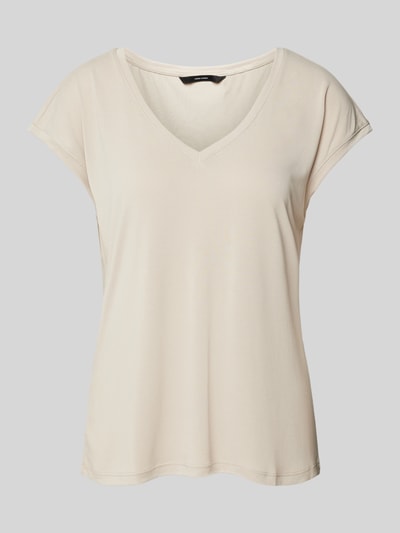 Vero Moda Comfort Fit T-Shirt mit Modal-Anteil Modell 'FILLI' Taupe 2