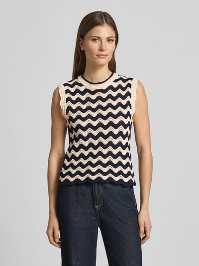 Christian Berg Woman Pullunder im Allover-Look mit Wellensaum Dunkelblau 4