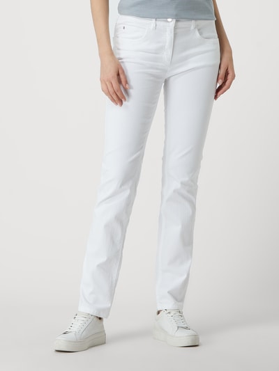 Zerres Straight Fit Jeans mit Stretch-Anteil Modell 'Carla' Weiss 4