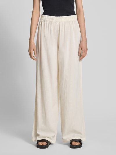 Review Wide Leg Stoffhose mit elastischem Bund Offwhite 4