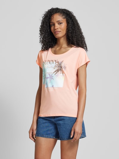 Montego T-Shirt mit Paillettenbesatz Apricot 4