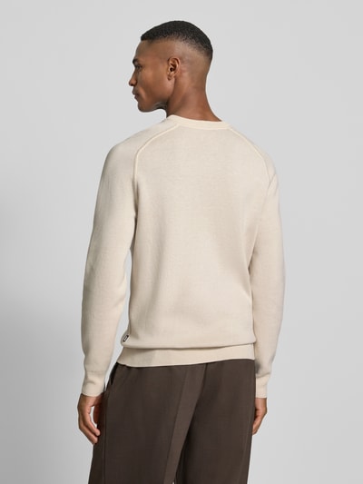 BOSS Regular fit gebreide pullover van een mix van katoen en scheerwol, model 'HIDONEO' Offwhite - 5