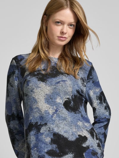 Tom Tailor Loose fit shirt met lange mouwen van viscosemix met abstract motief Donkerblauw - 3