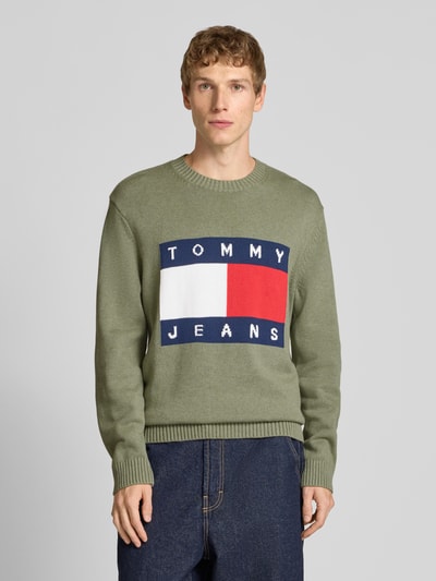 Tommy Jeans Regular fit gebreide pullover van zuiver katoen Olijfgroen gemêleerd - 4
