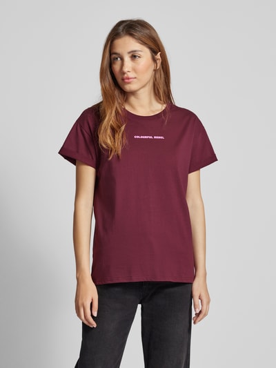 Colourful Rebel Boxy fit T-shirt met labelprint Bordeaux - 4