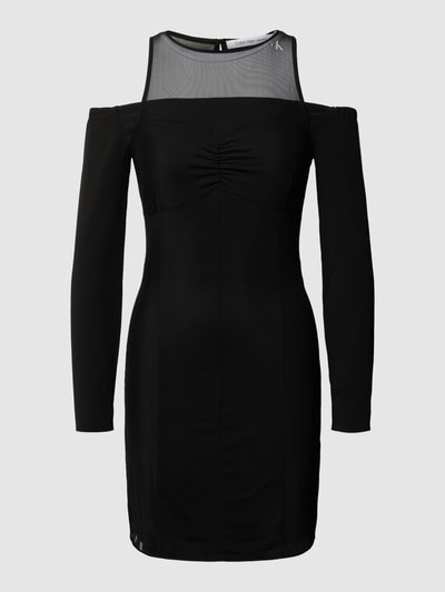 Calvin Klein Jeans Sukienka mini z nadrukiem z logo model ‘MESH DOUBLE LAYERING DRESS’ Czarny 2