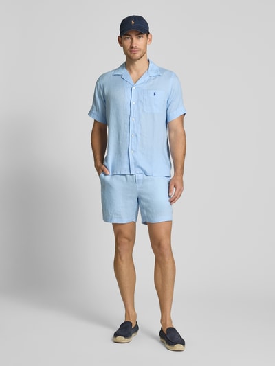 Polo Ralph Lauren Custom Fit Leinenhemd mit Resortkragen Hellblau 1