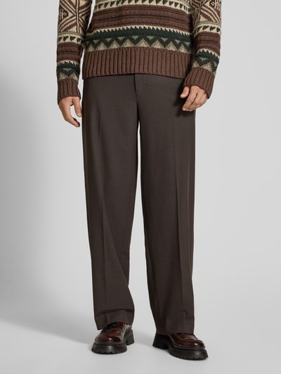 Scotch & Soda Straight Fit Stoffhose mit Bügelfalten Dunkelbraun 4