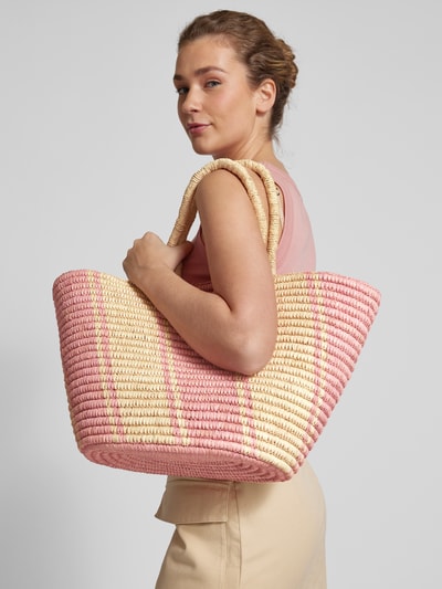 PUR-SET Shopper in gevlochten look, model 'Raphia' Rosé - 1