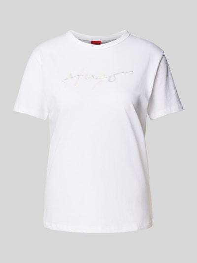 HUGO T-Shirt mit Label-Print Modell 'Damacia' Weiss 1