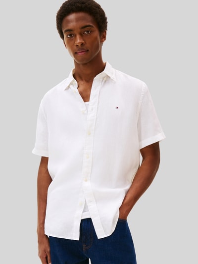 Tommy Hilfiger Regular Fit Kurzarmhemd aus reinem Leinen Weiss 4