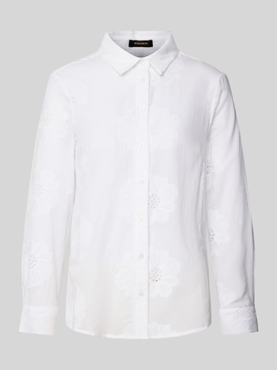 More & More Bluzka koszulowa o kroju regular fit z haftem angielskim Biały 2