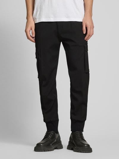 HUGO Tapered Fit Cargohose mit Strukturmuster Modell 'Glavin' Black 4