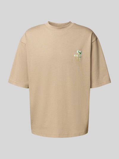 ANNARR T-shirt met motiefstitching, model 'OKHOLM' Zand - 2