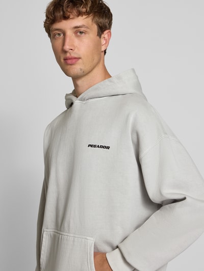 Pegador Oversized Hoodie mit Logo-Stitching und Känguru-Tasche Hellgrau 3