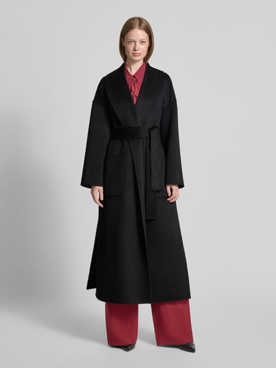 Liu Jo White Płaszcz wełniany z wiązanym paskiem Czarny 4