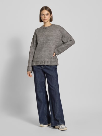 Pieces Oversized Strickpullover mit Crew Neck Modell 'ORLY' Mittelgrau 1