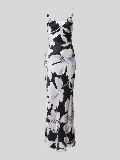 Produktfoto, Maxikleid im Allover-Look Modell 'Valentina' von Forever New aus reiner Viskose mit großflächigem Blumenmuster in Schwarz, Weiß und Blau.