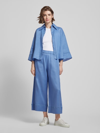 MaxMara Leisure Leinenbluse mit Umlegekragen Modell 'ROBINIA' Hellblau 1