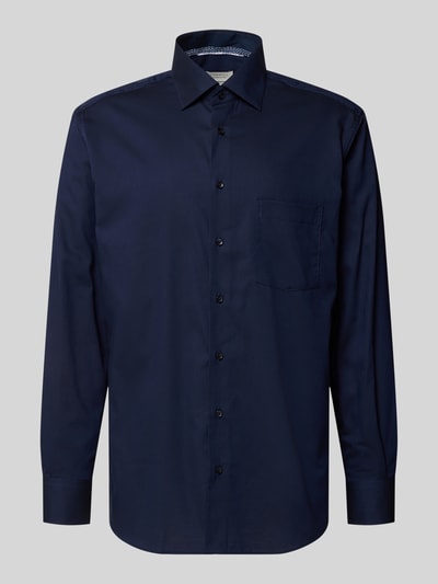 ETERNA Regular fit zakelijk overhemd van katoen met kentkraag Marineblauw - 1