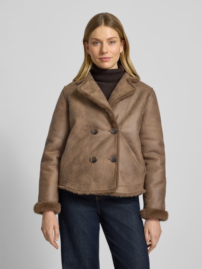 JOOP! Jack met imitatiebont, model 'ORSINA' Middenbruin - 4