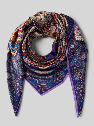 Kurt Beines Sjaal met all-over motief, model 'Paisley' Blauw - 1