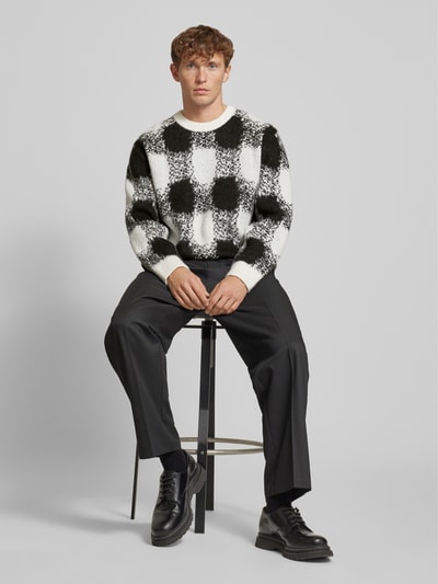 HUGO Gebreide pullover met ronde hals, model 'Shequer' Offwhite - 1