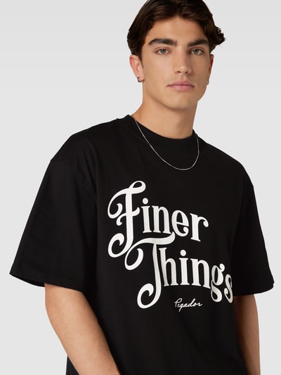 Pegador T-shirt o kroju oversized z nadrukiem z logo Czarny 3