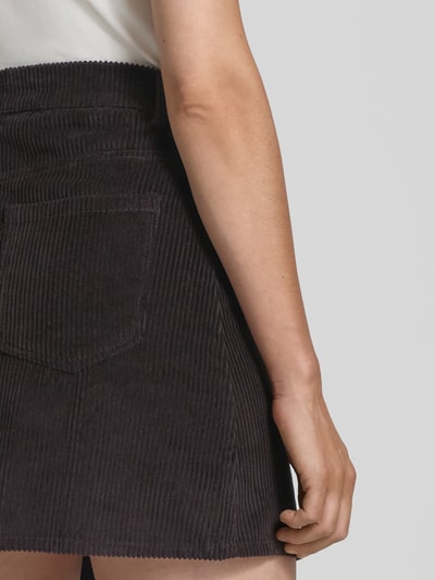 LOLLYS LAUNDRY Corduroy rok met steekzakken, model 'Evas' Donkerbruin - 3