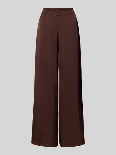 Produktfoto, Wide Fit Stoffhose aus Satin von VM by Vera Mont, braune Farbe, teilelastischer Bund, Bundfalten, glatte Oberfläche