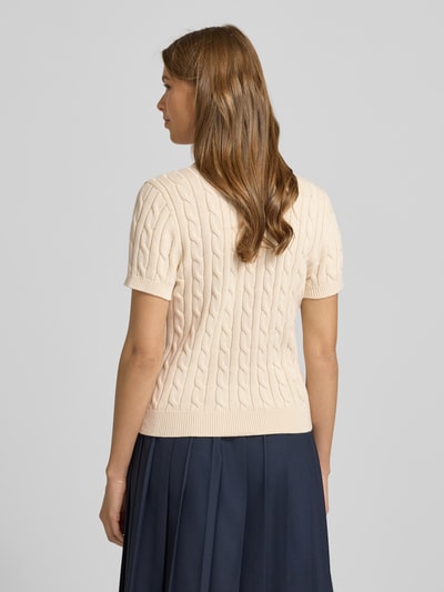 Lauren Ralph Lauren Strickshirt mit Zopfmuster und Polokragen Modell 'NATRISSA' Offwhite 5