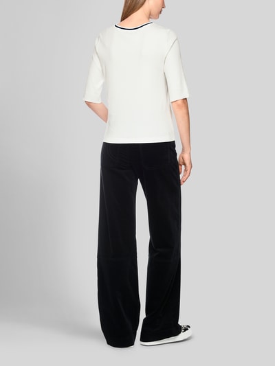 Marc Cain T-Shirt mit Cat-Print und Strasssteinen Offwhite 5