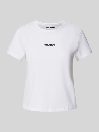 Review T-Shirt mit Label-Stitching Weiss 2