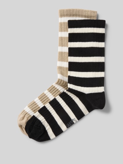 Jake*s Casual Socken aus Baumwoll-Mix mit Logo-Stitching im 2er-Pack Sand 1