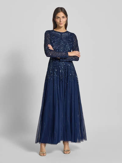 LACE & BEADS Abendkleid mit Rundhalsausschnitt Marine 1