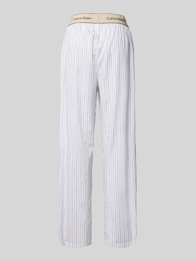 Calvin Klein Underwear Regular fit pyjamabroek met logostitching, model 'Poplin' Offwhite - 3