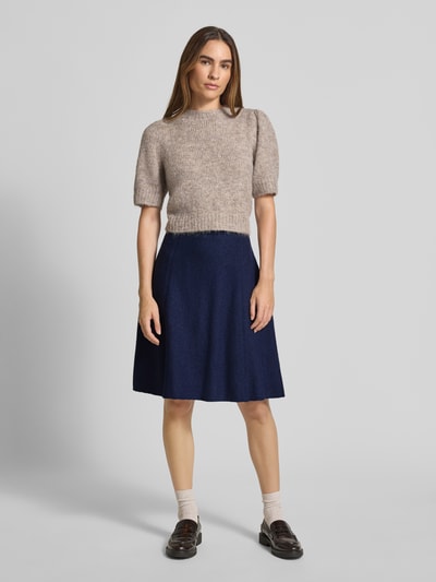 Christian Berg Woman Knielanger Rock mit gelegten Falten Dunkelblau 1