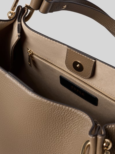 FURLA Torba z prawdziwej skóry z detalem z logo model 'Nuvola' Średnioszary 5