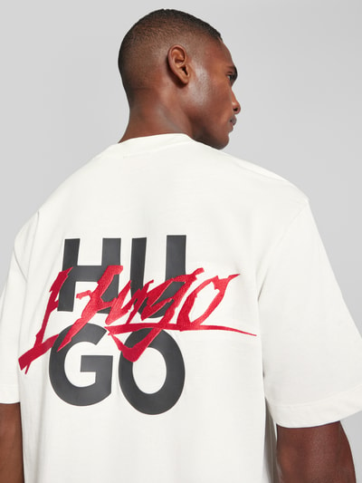 HUGO Regular fit T-shirt met ronde hals, model 'Dlogotee' Offwhite - 3