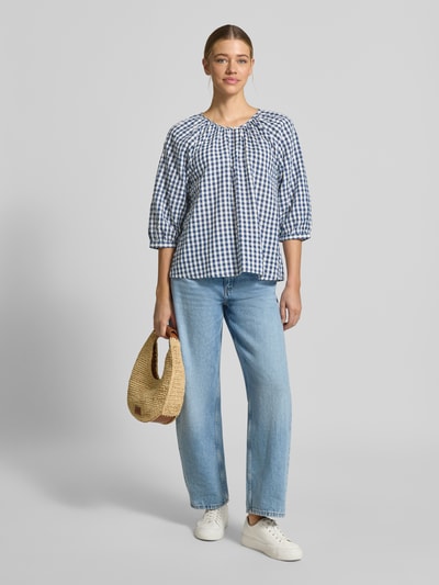 s.Oliver RED LABEL Loose fit 3/4-mouw blouse van puur katoen Marineblauw - 1