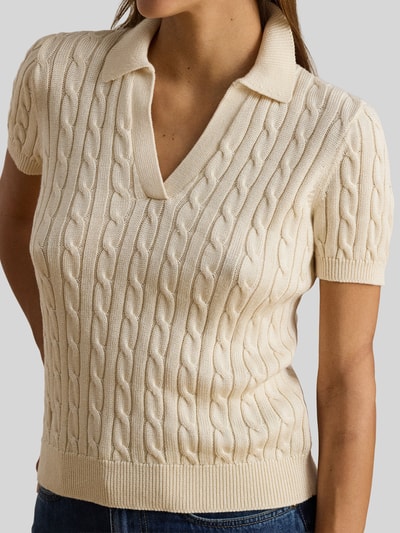 Lauren Ralph Lauren Koszulka polo o kroju regular fit z tkanego materiału – mieszanka bawełny Écru 3