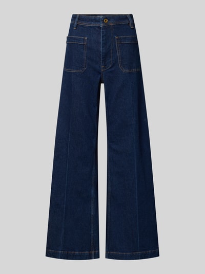 Productfoto, Flared Jeans mit Eingrifftaschen van Polo Ralph Lauren, donkerblauw katoen-elastaanmix, flared cut, achterkant, damesmode.