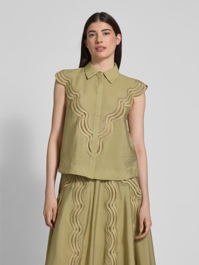 Copenhagen Muse Slim Fit Blusenshirt mit Kentkragen Modell 'COLE' Khaki 4