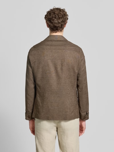 Carl Gross regular fit overhemdjack uit linnenmix model 'Taddeo' Donkerbruin - 5