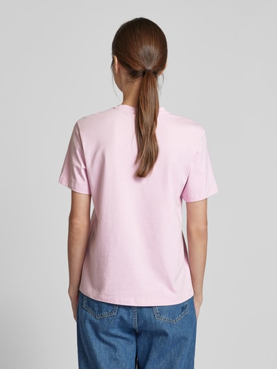 Vila T-Shirt mit geripptem Rundhalsausschnitt Modell 'NORA' Rosa 5