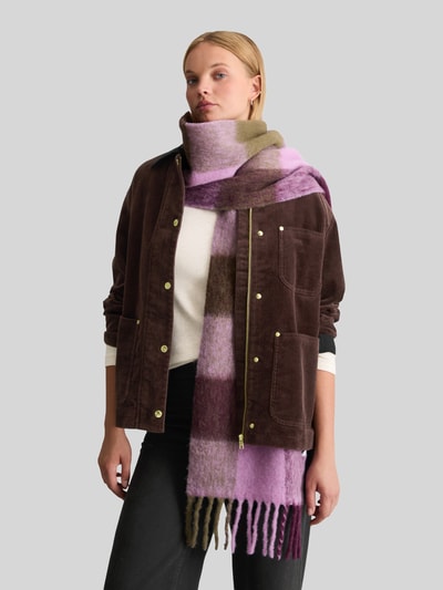 Marc O'Polo DENIM Schal aus Alpaka-Wolle mit Fransen Fuchsia 1