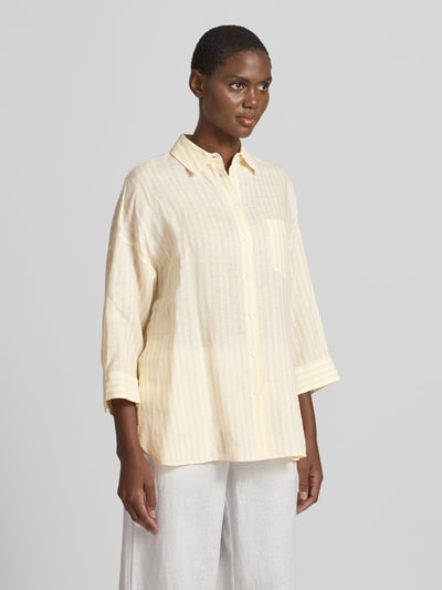 Weekend Max Mara Oversized Langarmbluse aus reinem Leinen Modell 'PANETTO' Hellgelb 4