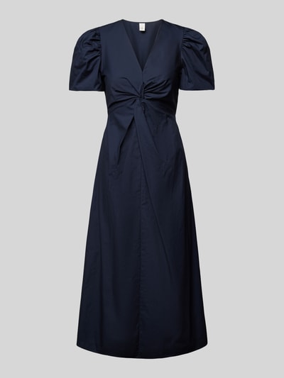 YAS Midi-jurk met V-hals, model 'STRAY' Marineblauw - 2