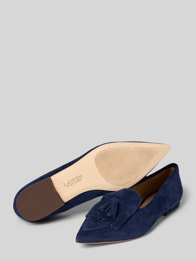 Lauren Ralph Lauren Ballerina's van leer, model 'LONDYN' Marineblauw - 4